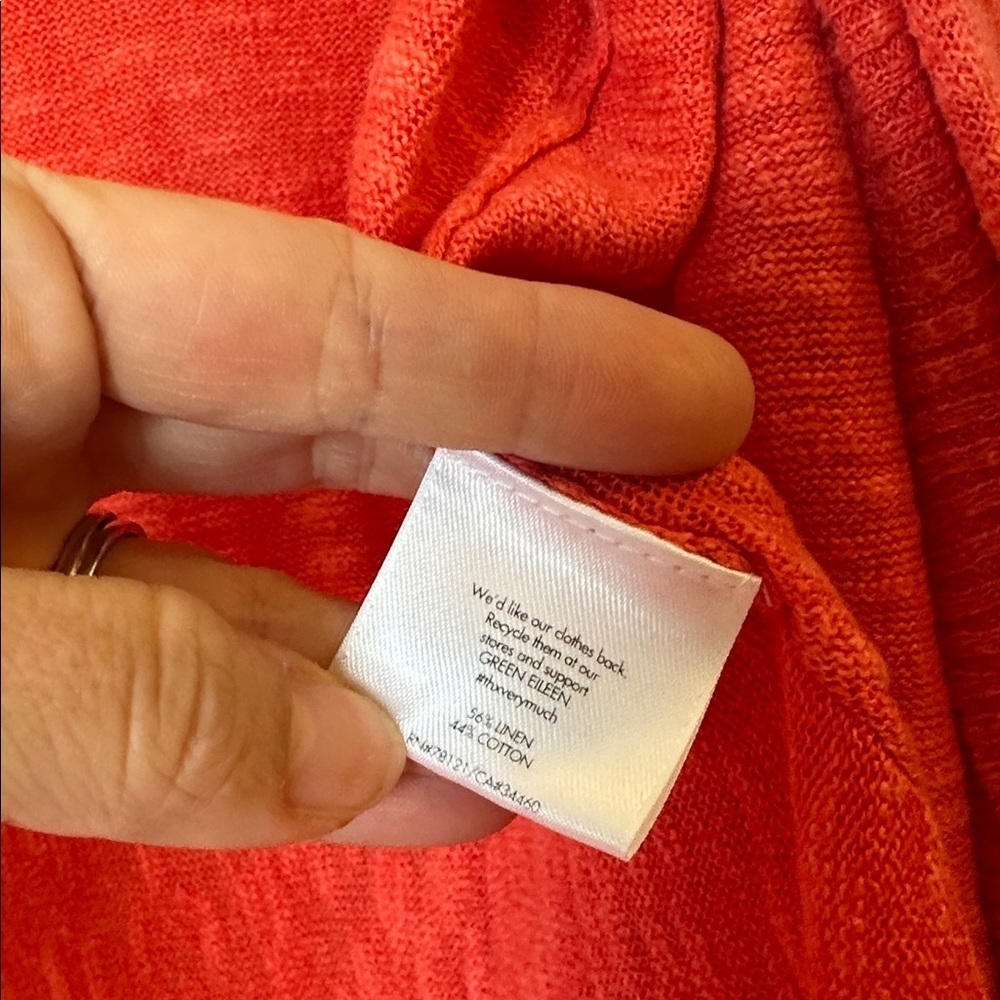 Eileen Fisher linen cotton open cardigan pink salmon medium - Picture 4 of 5